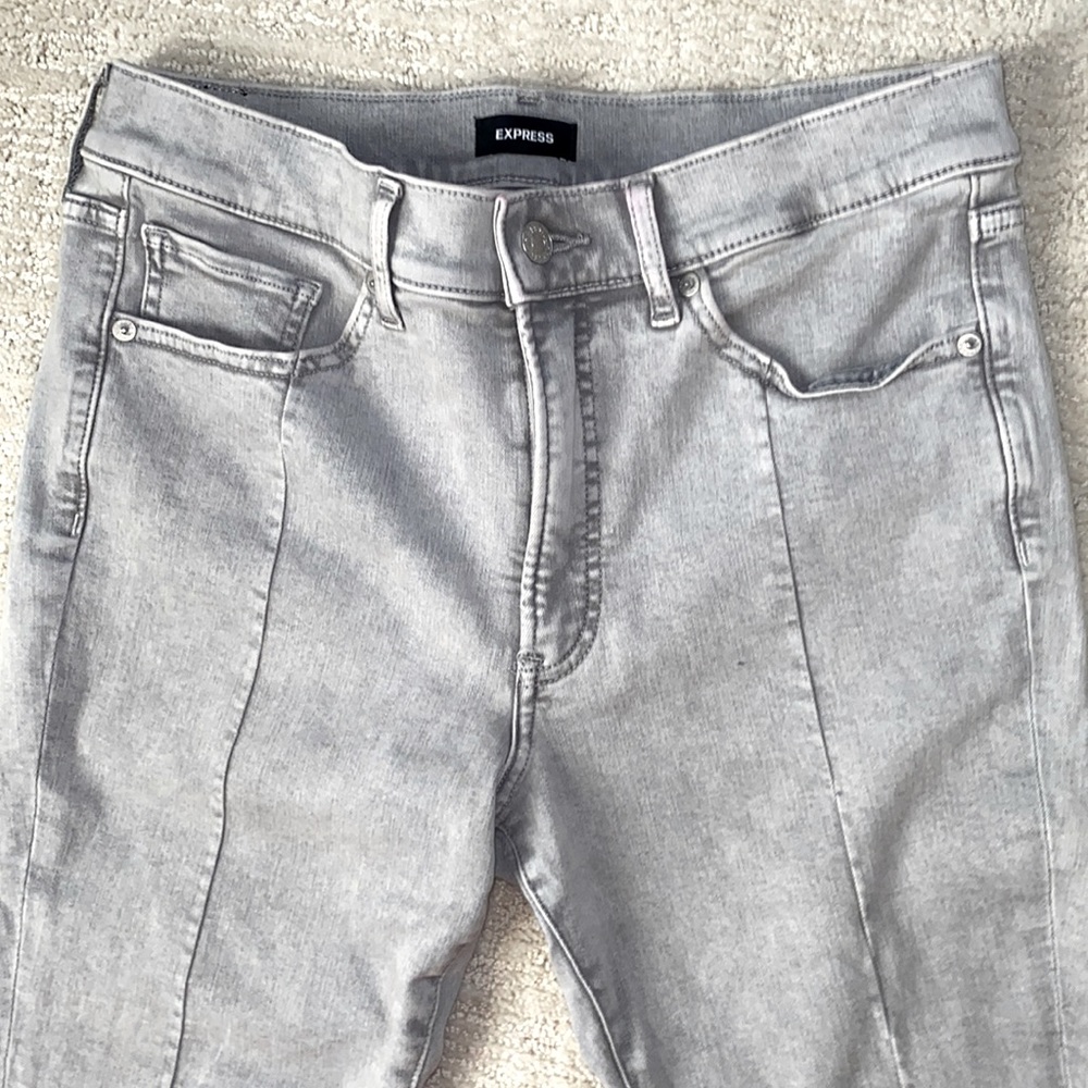 Express Gray Stripe Ankle Jeans